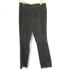 ICICLE Black Suede Leather Pants Women's Size 12‎ Straight Leg Career